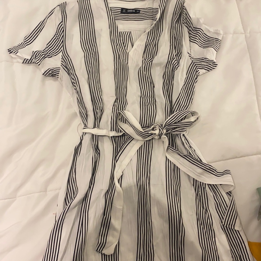 SHEIN belted striped dress